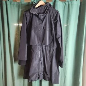 DKNY Women's Medium Weight Black Waterproof Hooded Raincoat